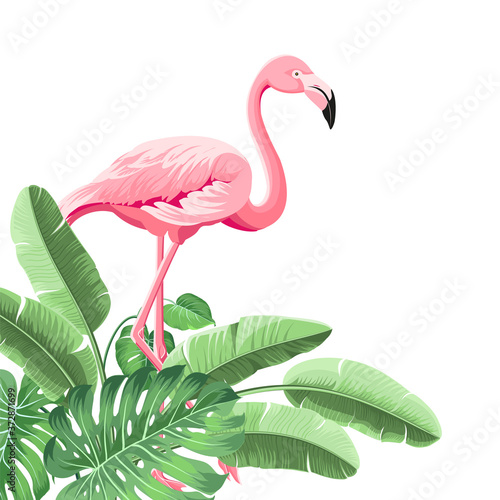 Summer tropical frame exotic banana leaf. Design background for card,invitation,poster.