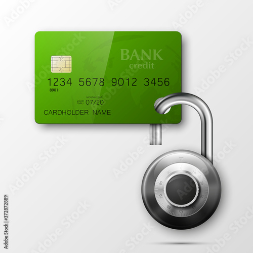 Credit card safe combination lock. Protection credit card. Safety badge banking. Defense finans. Security Plastic card software. Debit card electromagnetic chip Privacy Electronic money funds transfer