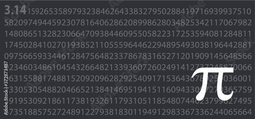 Happy PI day, 14 march, The number π is a mathematical constant ( 3.14 3,14 3/14 ) symbol. Fun vector maths icon or sign banner. Ratios letters formula structure. Archimedes constant irrational number