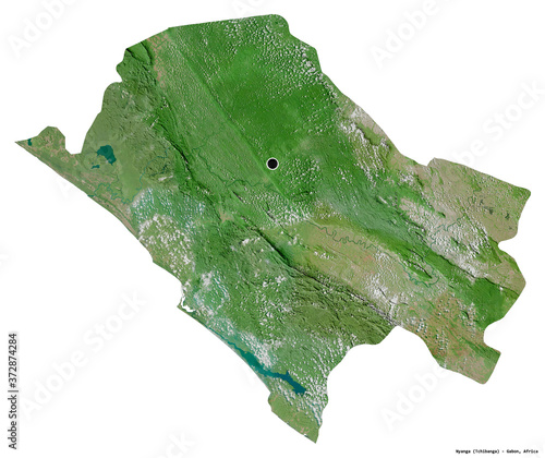 Nyanga, province of Gabon, on white. Satellite photo