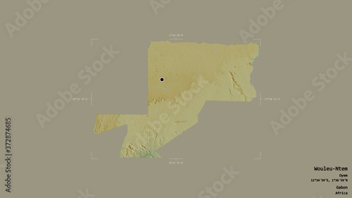 Wouleu-Ntem - Gabon. Bounding box. Relief photo