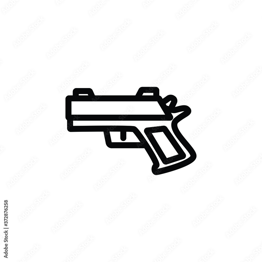 gun thin icon isolated on white background, simple line icon for your work.