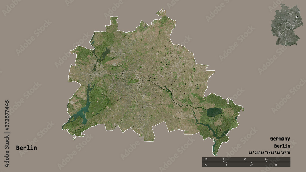 Berlin, state of Germany, zoomed. Satellite