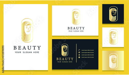 Beautiful hijab girl logo for beauty companies ,boutique, arabic ,business card 