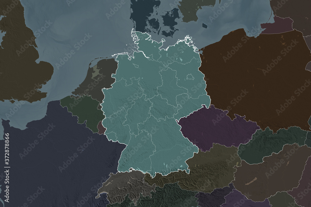 Germany borders. Neighbourhood desaturated. Administrative