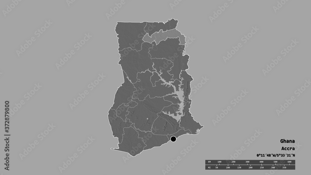 Location of North East, region of Ghana,. Bilevel
