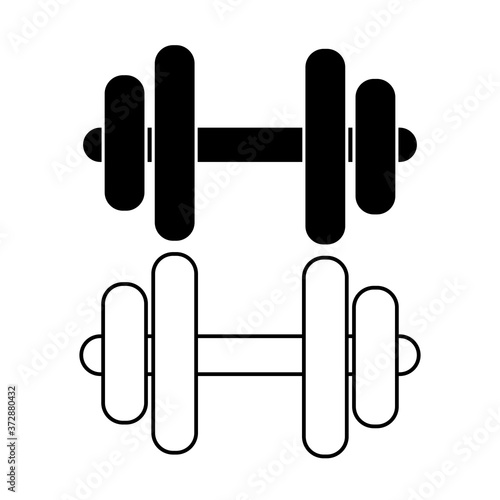 Dumbbell or dumbells weight training equipment flat vector icon for exercise apps and websites