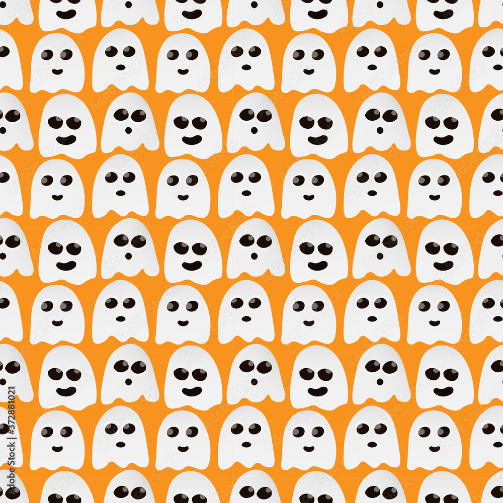 Cute ghost pattern on the orange background for textile, print, childish halloween vector illustration Cute ghost pattern on the orange background for textile, print, childish halloween vector illustration