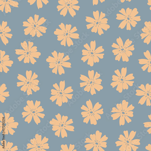 Open flower vector seamless pattern background.