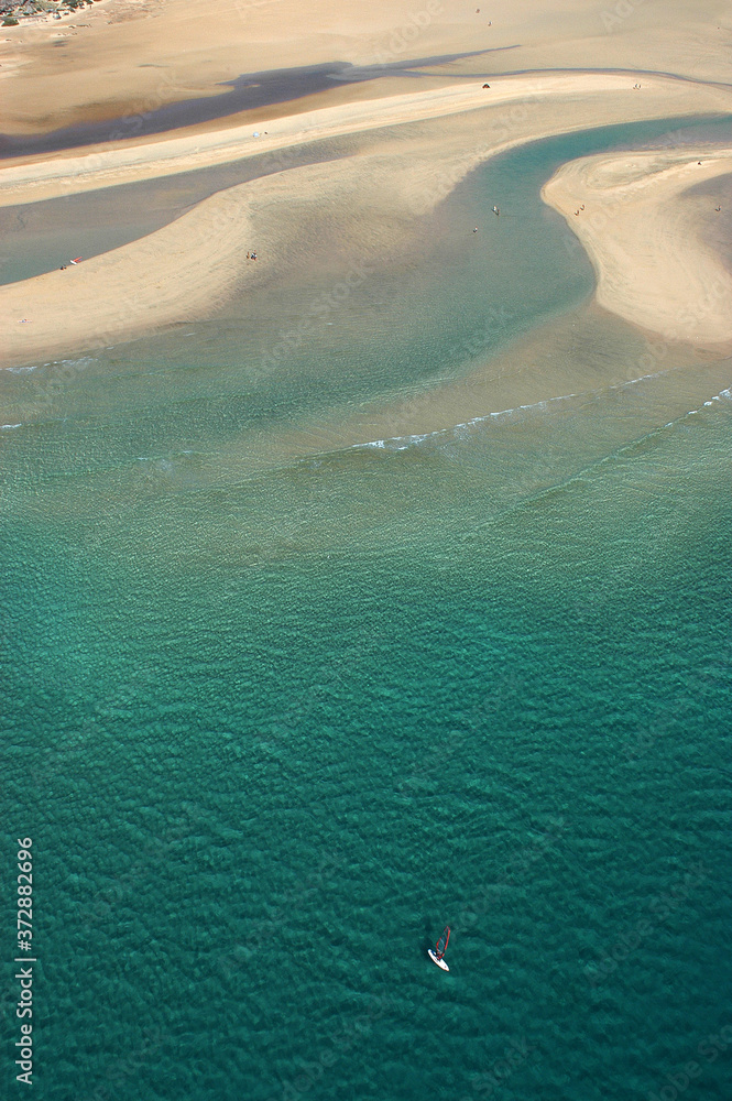 Foto aérea en la costa de Jandía en Fuerteventura, Canarias