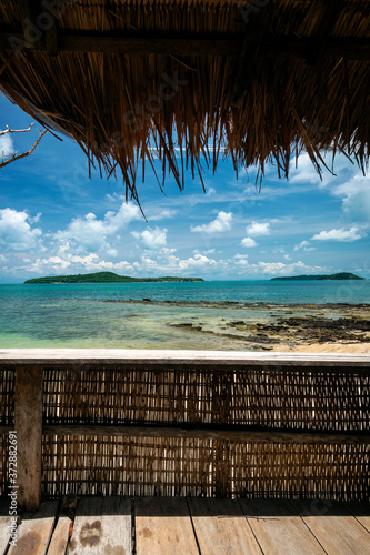 beach view from tropical bungalow in koh ta tiev cambodia