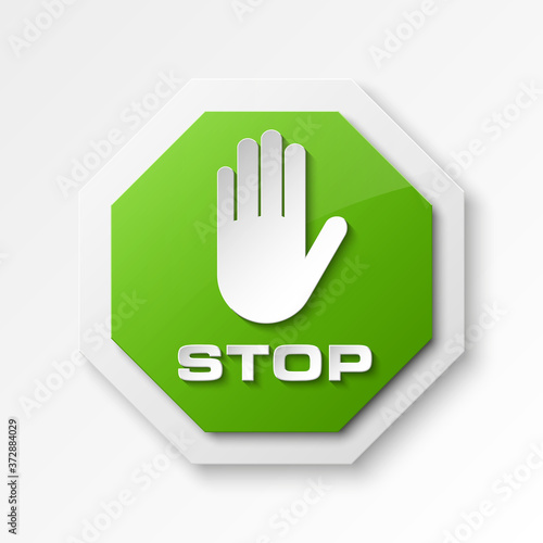 STOP palm icon, No entry icon, road sign, danger badge