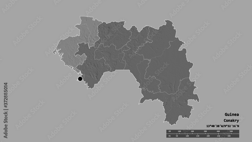 Location of Boké, region of Guinea,. Bilevel