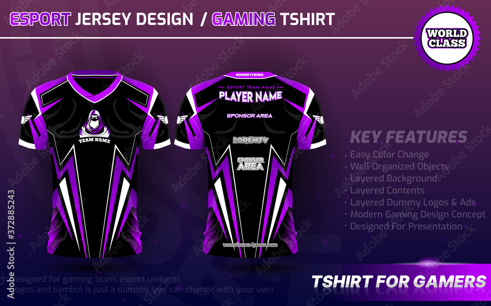 Esports Jersey Vector Hd Images, Black Esport Jersey Design With