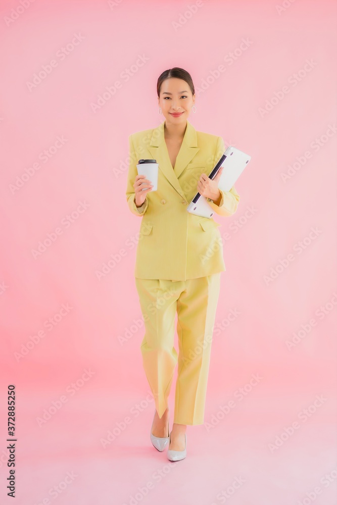Portrait beautiful young asian business woman use computer laptop Portrait beautiful young asian business woman use computer laptop
