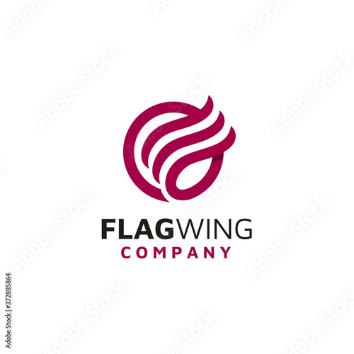 Waving Fluttering National Ribbon Flag Military Wing logo design for globe global unity transport logo design
