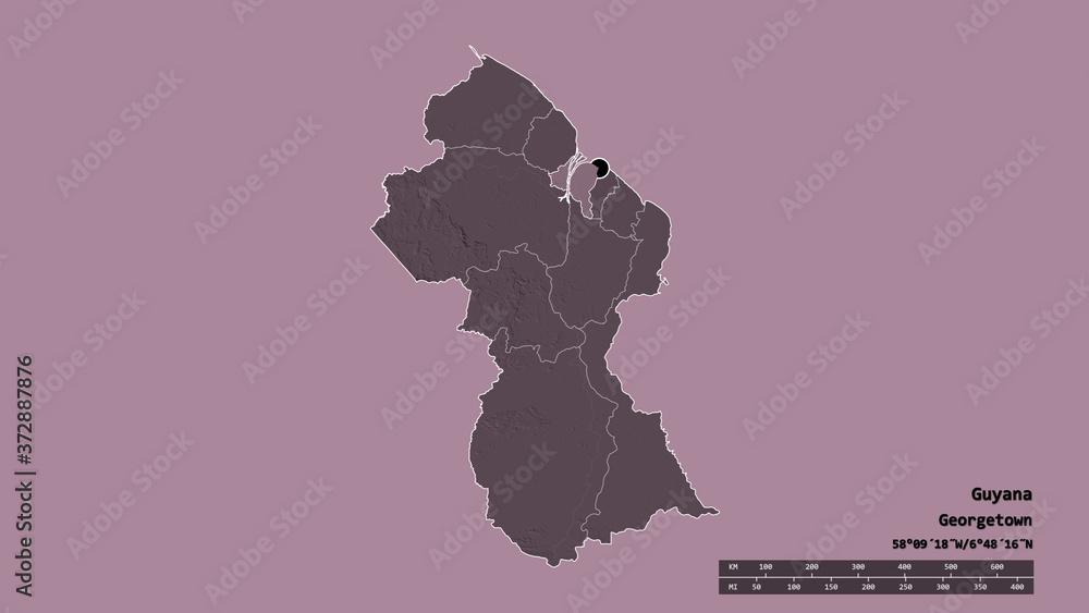 Location of Essequibo Islands-West Demerara, region of Guyana,. Administrative