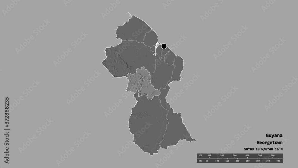 Location of Potaro-Siparuni, region of Guyana,. Bilevel