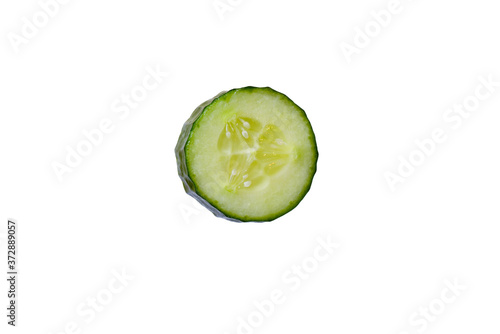 Isolated cucumber slice on white background
