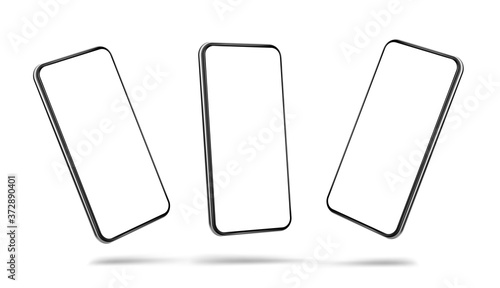 Floating Smartphone Mockup with Blank Screen on White Background