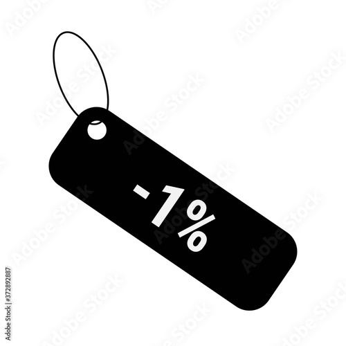 Minus 1 one percent discount sale label tag. Flat coupon sticker icon.