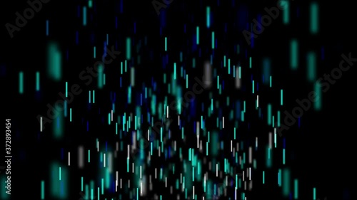 Space where blue stick particles fall down