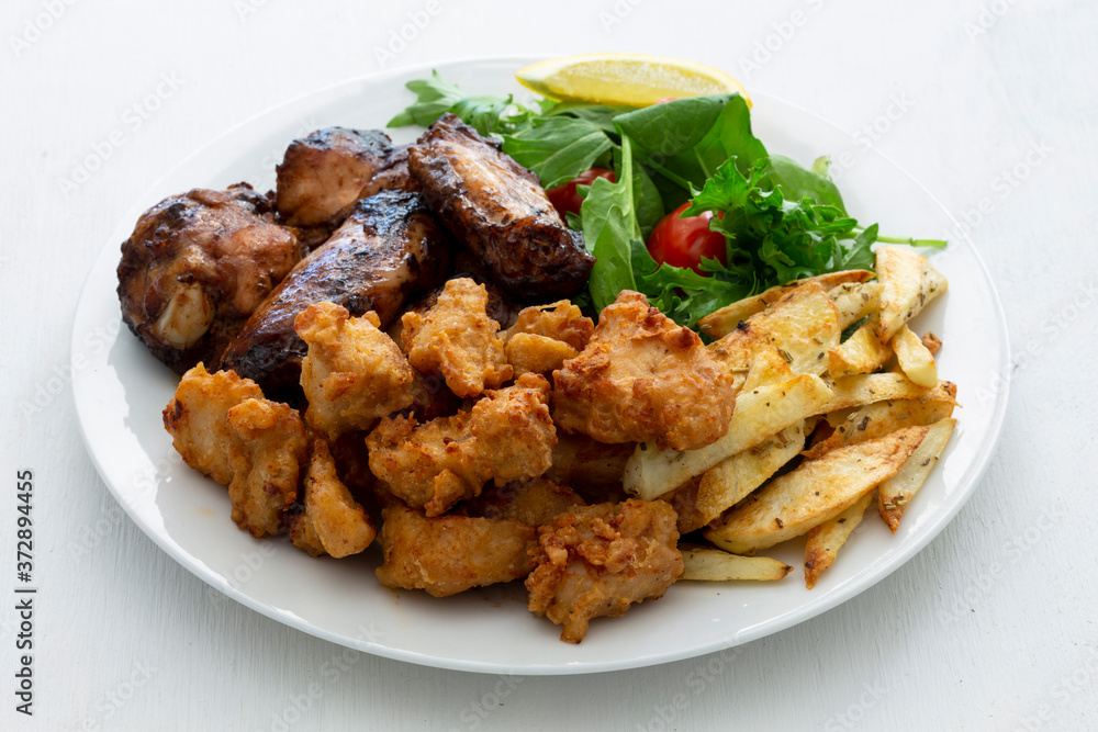 Honey Soy Chicken Wing Nibbles with Salad and Potato Chips Honey Soy Chicken Wing Nibbles with Salad and Potato Chips