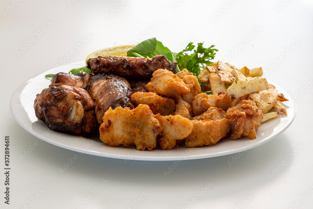 Honey Soy Chicken Wing Nibbles with Salad and Potato Chips Honey Soy Chicken Wing Nibbles with Salad and Potato Chips