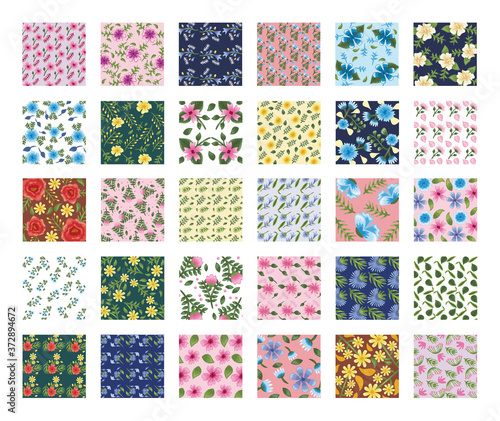 bundle of fifty Flowers patterns backgrounds