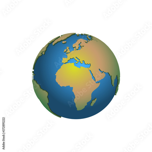 Fototapeta Naklejka Na Ścianę i Meble -  Earth globe. 3D Earth map. World map. Planet. Vector illustration