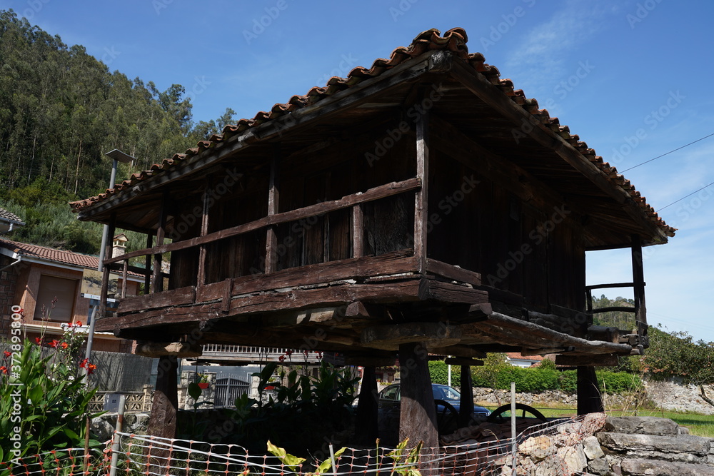Asturias. Bueño, the beautiful villlage of Horreos in Oviedo, Asturias. Spain Asturias. Bueño, the beautiful villlage of Horreos in Oviedo, Asturias. Spain