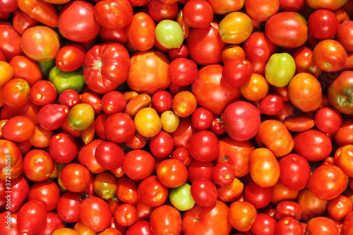 Home grown tomatoes as vegetable background