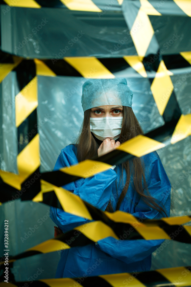 Fototapeta premium young medic on self isolation corona virus covid-19