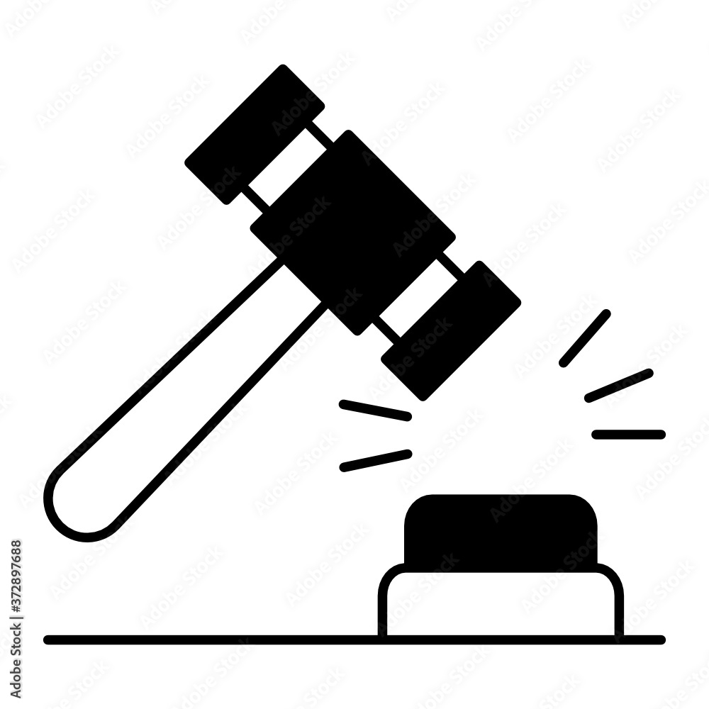 Auction Sign Vector, Judge Hammer Icon, Power of Law and Order Concept, Lawyer and Legal system Symbol on white background Auction Sign Vector, Judge Hammer Icon, Power of Law and Order Concept, Lawyer and Legal system Symbol on white background