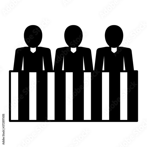 Judicial panel Vector, joint interrogation team Icon, Jury Concept,  Lawyer and Legal system Symbol on white background 