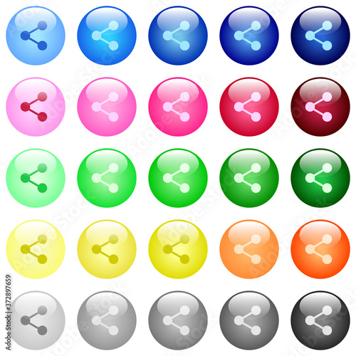 Share icons in color glossy buttons