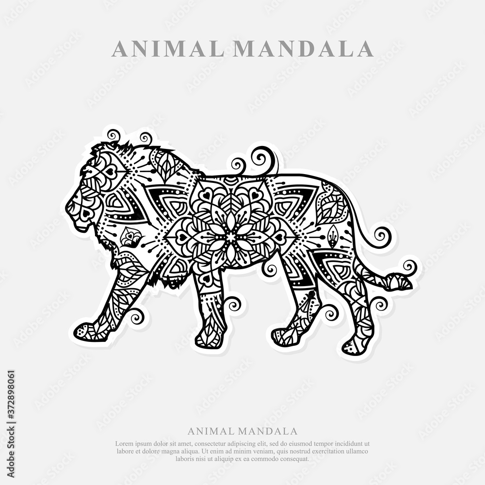 Fototapeta premium Lion Mandala Vector Line Art Style