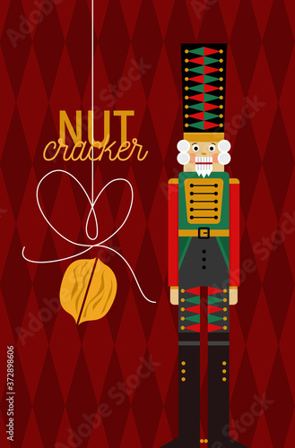 Fairytale illustration of the nutcracker with nut