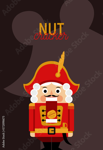 Christmas greeting card with nutcracker and mouse shadow