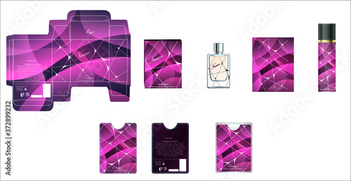 Packaging design, perfume luxury box design template and mock up box. Illustration vector.