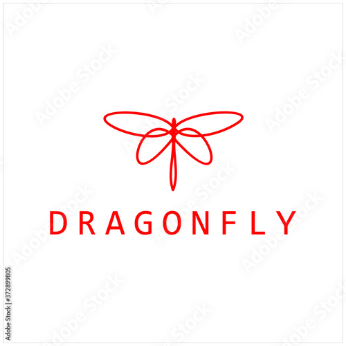 Minimalist elegant Dragonfly wings logo design with line art style