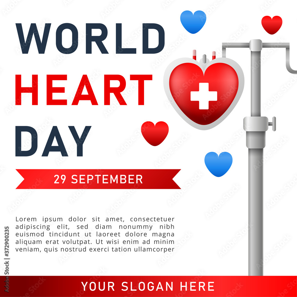 World heart day poster. web banner with red heart. Vector illustration. World heart day poster. web banner with red heart. Vector illustration.