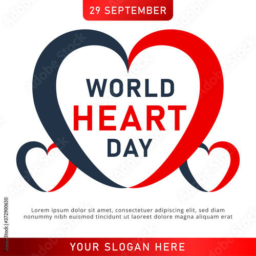 World heart day poster. web banner with red heart. Vector illustration.