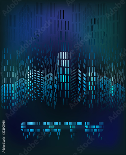 Abstract Futuristic Digital City background, vector illustration