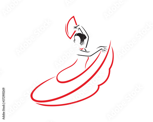 A Lady Performs Flamenco Dance Silhouette
