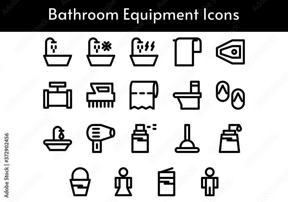 Bathroom equipment graphic icons. Bathroom equipment graphic icons.