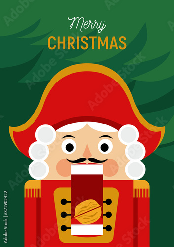 Christmas greeting card with nutcracker 