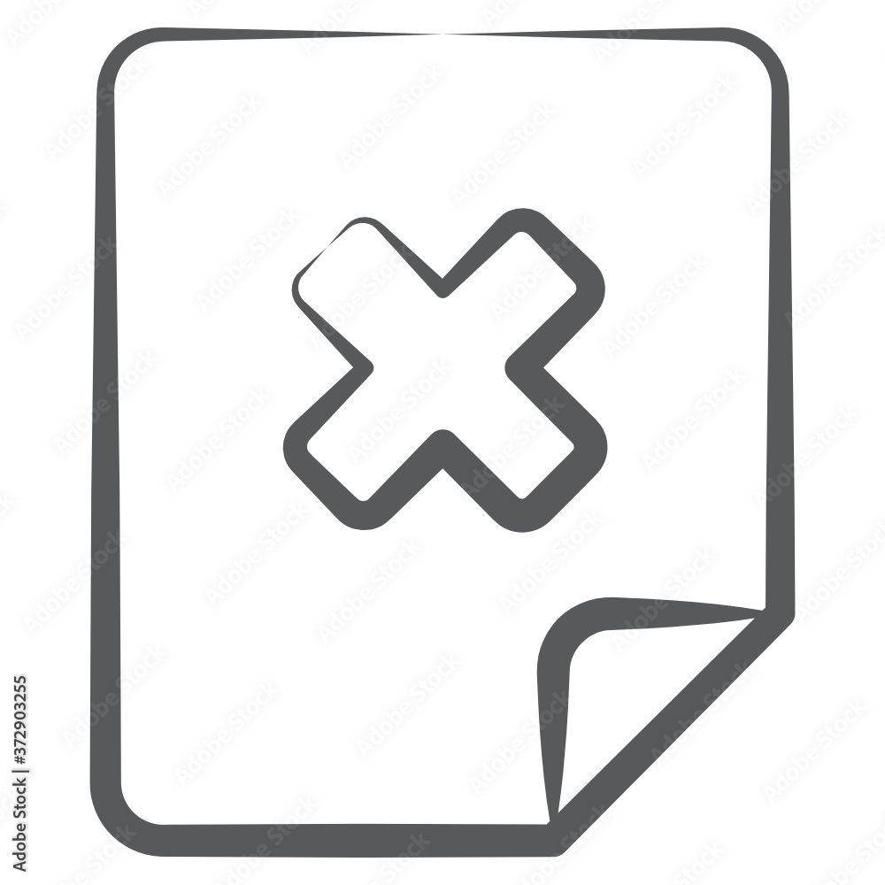 Cross sign over sheet depicting delete file icon doodle style
Cross sign over sheet depicting delete file icon doodle style