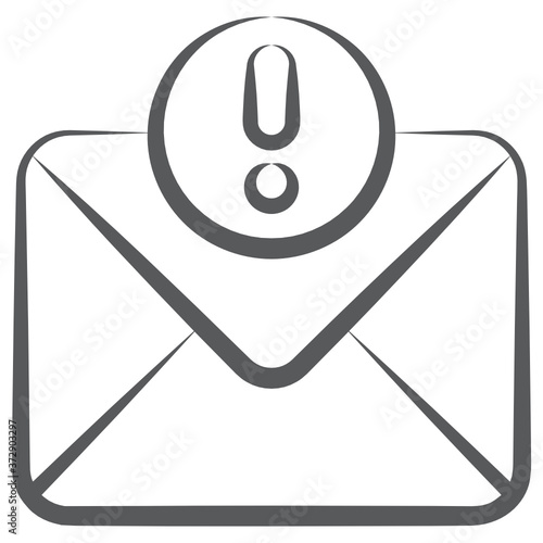 
Online correspondence warning, email alert icon in line style 
