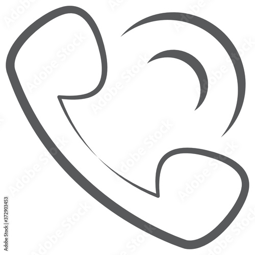 
Phone receiver with signal waves and vibration, incoming call
